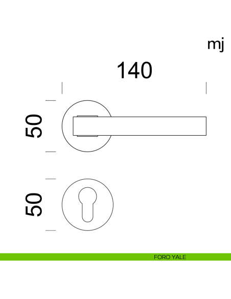 Maniglia per porta MJ Dnd Handles con rosetta tonda foro yale