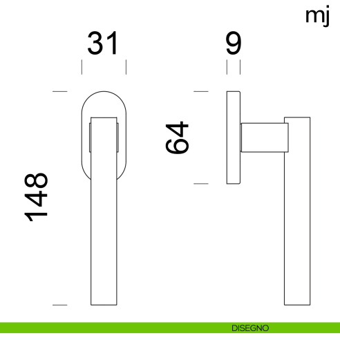 Maniglia per finestra martellina DK Mj dnd disegno