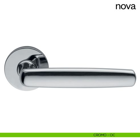 Maniglia per porta Nova dnd Handles con rosetta e bocchetta tonda cromo lucido