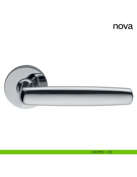 Maniglia per porta Nova dnd Handles con rosetta e bocchetta tonda cromo lucido