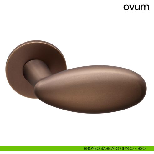 Maniglia a uovo per porta Ovum Dnd Handles con rosetta tonda bronzo sabbiato opaco