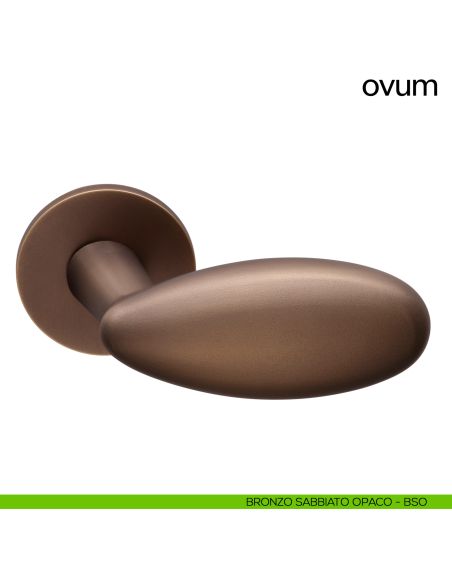 Maniglia a uovo per porta Ovum Dnd Handles con rosetta tonda bronzo sabbiato opaco