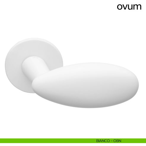 Maniglia a uovo per porta Ovum Dnd Handles con rosetta tonda bianco