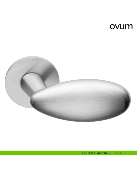 Maniglia a uovo per porta Ovum Dnd Handles con rosetta tonda cromo satinato