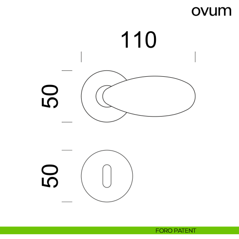 Maniglia a uovo per porta Ovum Dnd Handles con rosetta tonda foro patent
