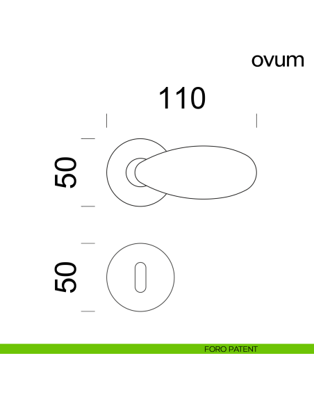 Maniglia a uovo per porta Ovum Dnd Handles con rosetta tonda foro patent