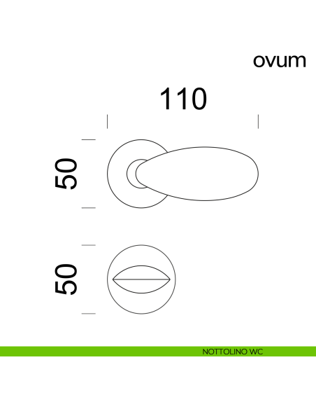 Maniglia a uovo per porta Ovum Dnd Handles con rosetta tonda nottolino wc