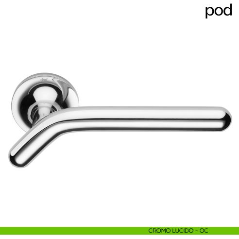 Maniglia per porta Pod dnd handles con rosetta tonda cromo lucido
