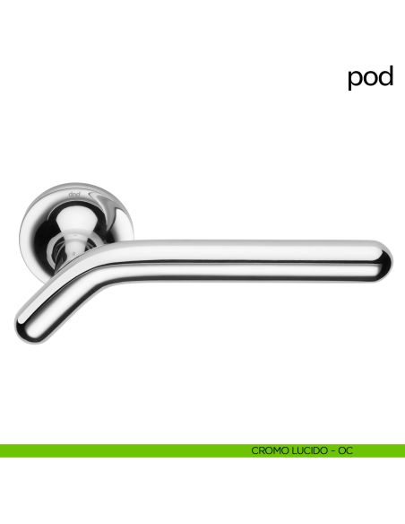 Maniglia per porta Pod dnd handles con rosetta tonda cromo lucido