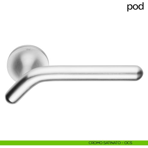 Maniglia per porta Pod dnd handles con rosetta tonda cromo satinato