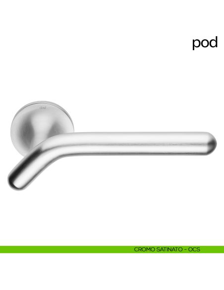 Maniglia per porta Pod dnd handles con rosetta tonda cromo satinato