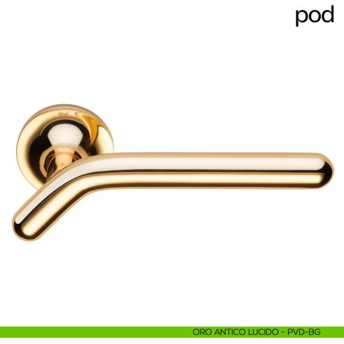 Maniglia per porta Pod dnd handles con rosetta tonda oro antico lucido