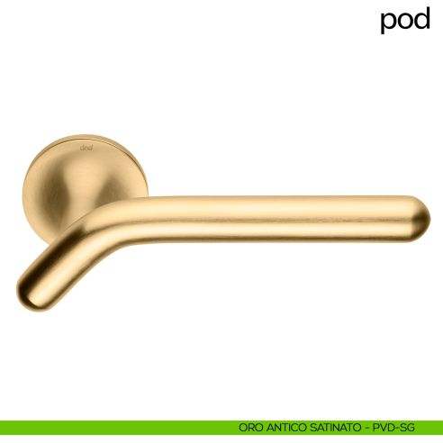 Maniglia per porta Pod dnd handles con rosetta tonda oro antico satinato