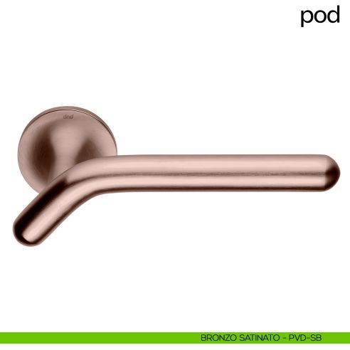 Maniglia per porta Pod dnd handles con rosetta tonda bronzo satinato