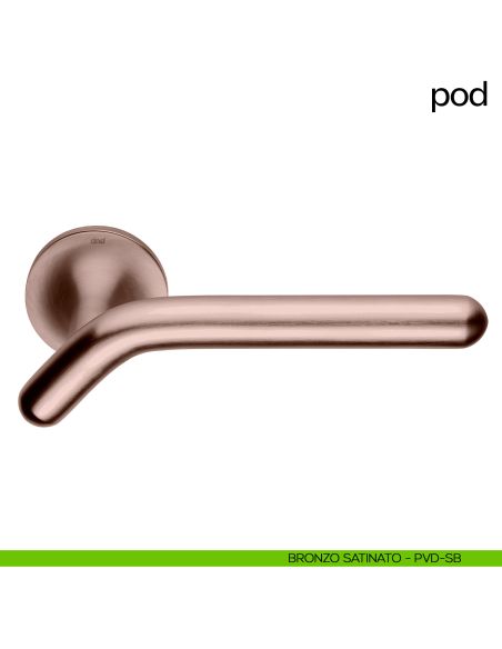 Maniglia per porta Pod dnd handles con rosetta tonda bronzo satinato
