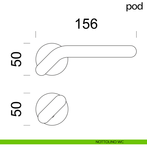 Maniglia per porta Pod dnd handles con rosetta tonda nottolino wc