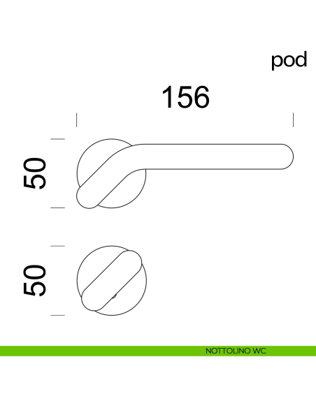 Maniglia per porta Pod dnd handles con rosetta tonda nottolino wc