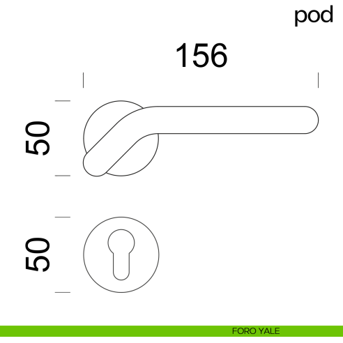 Maniglia per porta Pod dnd handles con rosetta tonda foro yale