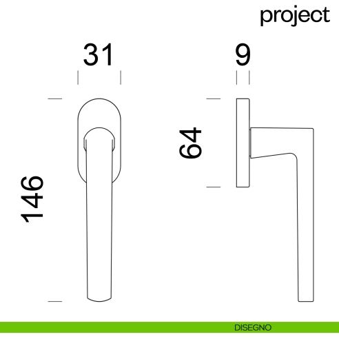 Maniglia per finestra martellina DK Project dnd disegno