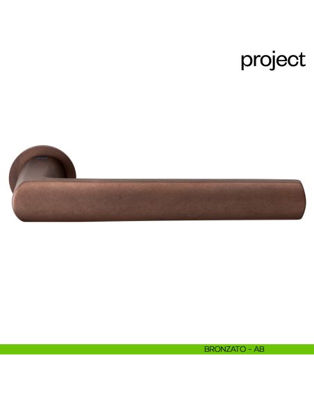 Maniglia per porta Project dnd Handles con rosetta minimale Unico bronzato