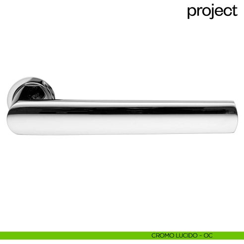 Maniglia per porta Project dnd Handles con rosetta minimale Unico cromo lucido