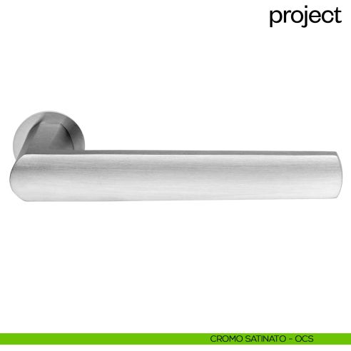 Maniglia per porta Project dnd Handles con rosetta minimale Unico cromo satinato
