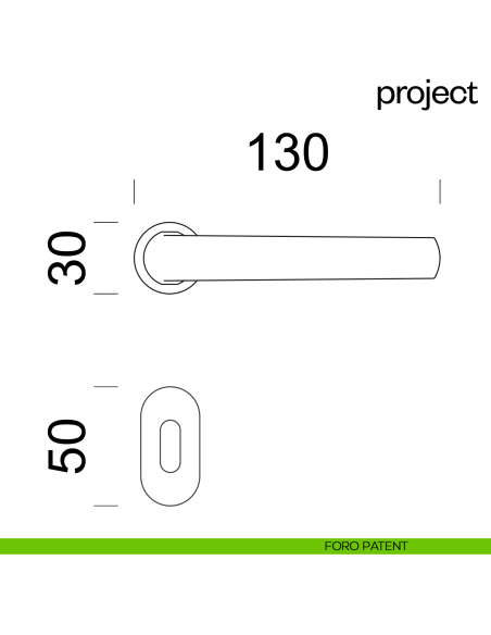 Maniglia per porta Project dnd Handles con rosetta minimale Unico foro patent