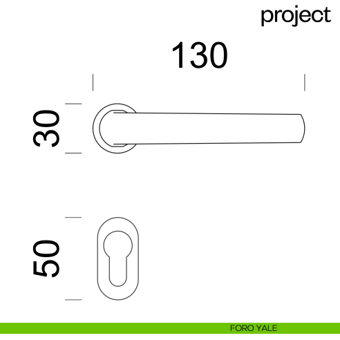 Maniglia per porta Project dnd Handles con rosetta minimale Unico foro yale
