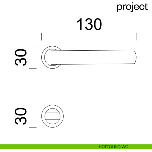 Maniglia per porta Project dnd Handles con rosetta minimale Unico nottolino wc
