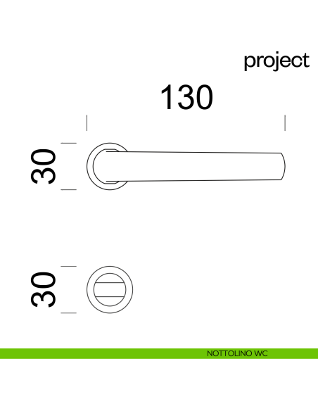 Maniglia per porta Project dnd Handles con rosetta minimale Unico nottolino wc