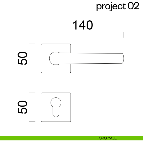 Maniglia per porta Project 02 dnd Handles foro yale