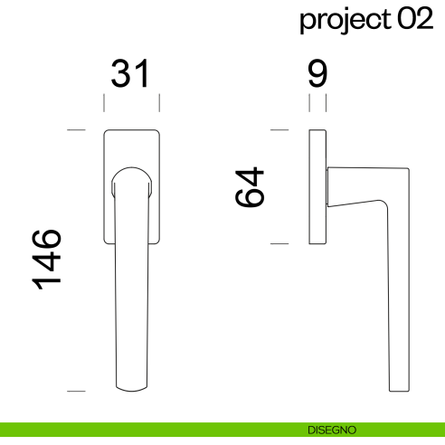 Maniglia per finestra martellina DK Project 02 dnd disegno