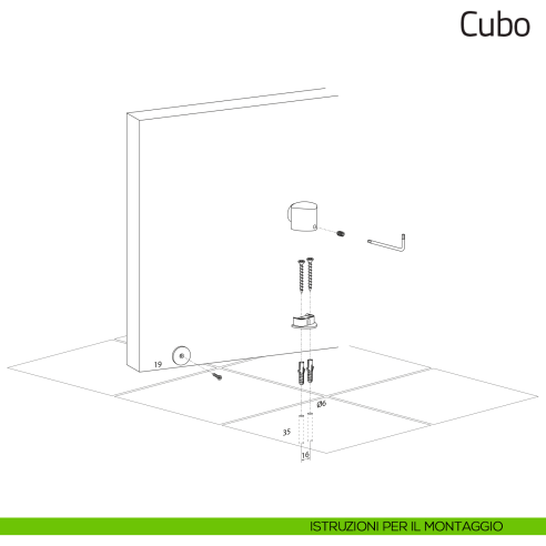 Fermaporta magnetico Cubo Olivari MONTAGGIO