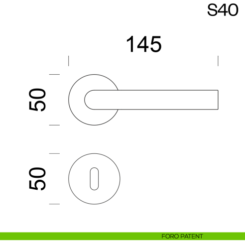 Maniglia per porta in acciaio S40 dnd Handles foro patent