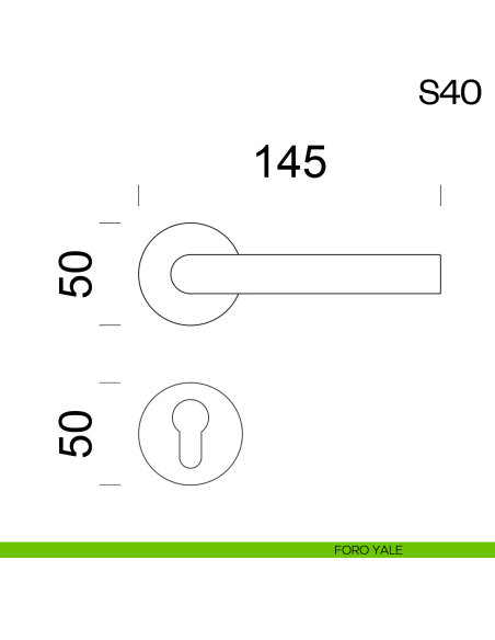 Maniglia per porta in acciaio S40 dnd Handles foro yale