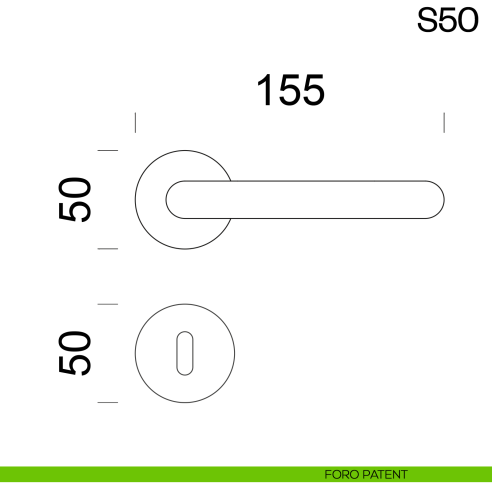 Maniglia per porta in acciaio S50 dnd Handles foro patent