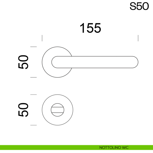 Maniglia per porta in acciaio S50 dnd Handles nottolino wc