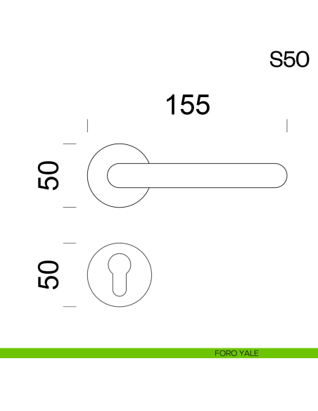 Maniglia per porta in acciaio S50 dnd Handles foro yale