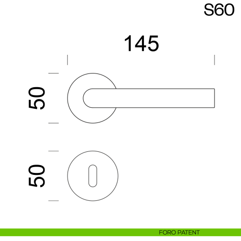 Maniglia per porta in acciaio S60 dnd Handles foro patent
