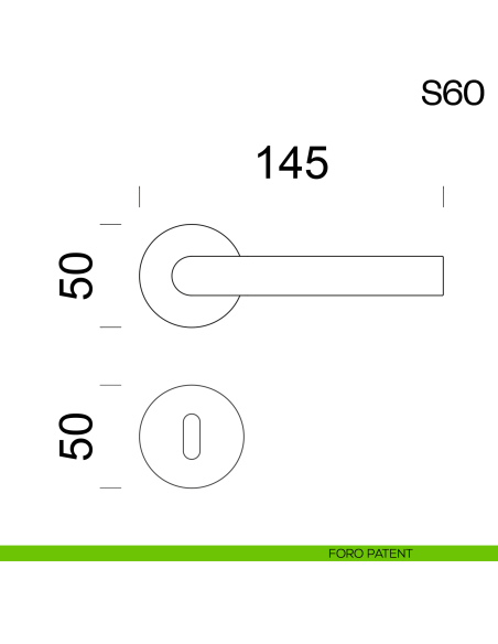 Maniglia per porta in acciaio S60 dnd Handles foro patent