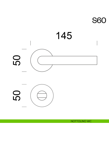 Maniglia per porta in acciaio S60 dnd Handles nottolino wc