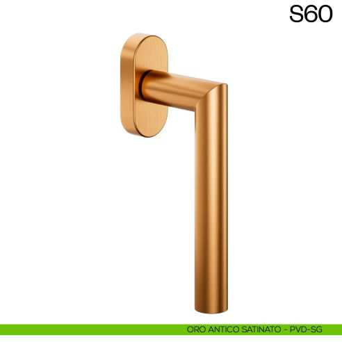 Maniglia per finestra martellina DK in acciaio S65 dnd oro antico satinato