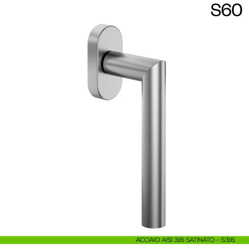 Maniglia per finestra martellina DK in acciaio S65 dnd acciaio inox