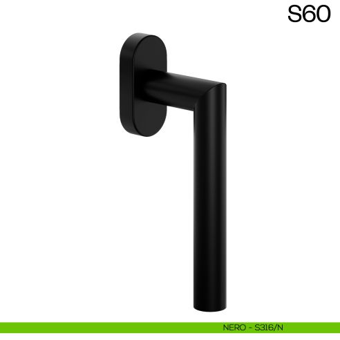 Maniglia per finestra martellina DK in acciaio S65 dnd nero