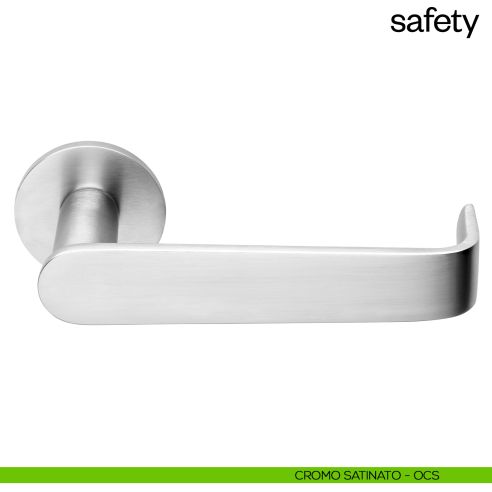 Maniglia per porta Safety dnd Handles con rosetta fine cromo satinato