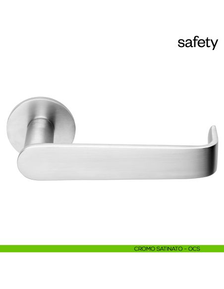 Maniglia per porta Safety dnd Handles con rosetta fine cromo satinato