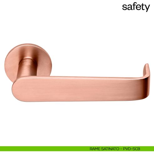 Maniglia per porta Safety dnd Handles con rosetta fine rame satinato
