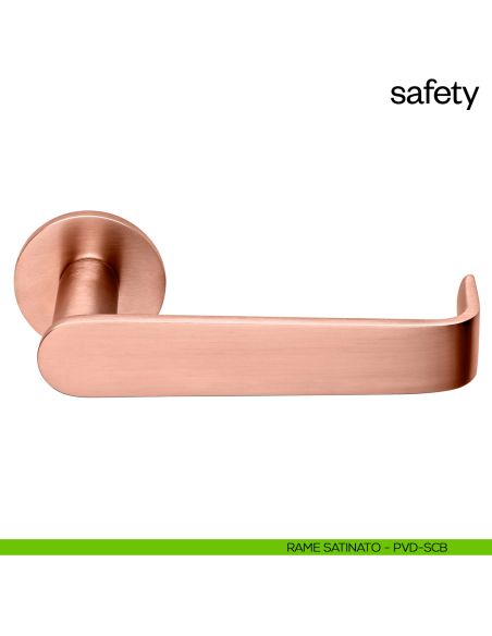 Maniglia per porta Safety dnd Handles con rosetta fine rame satinato