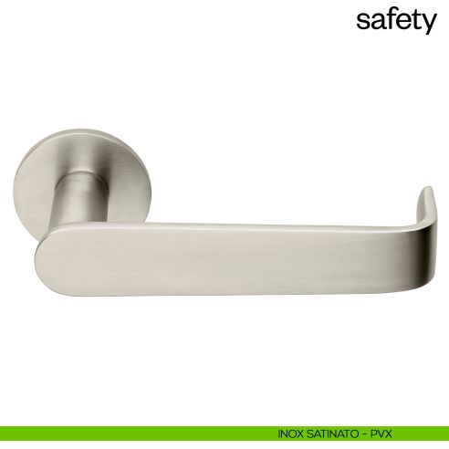 Maniglia per porta Safety dnd Handles con rosetta fine inox satinato