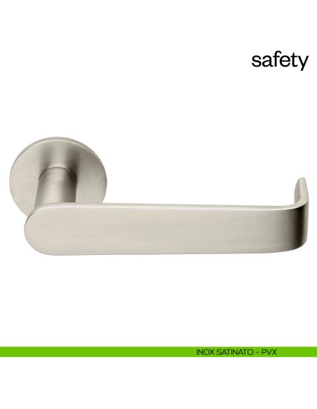 Maniglia per porta Safety dnd Handles con rosetta fine inox satinato